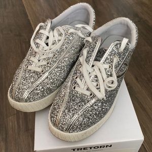 Silver glitter Tretorn sneakers